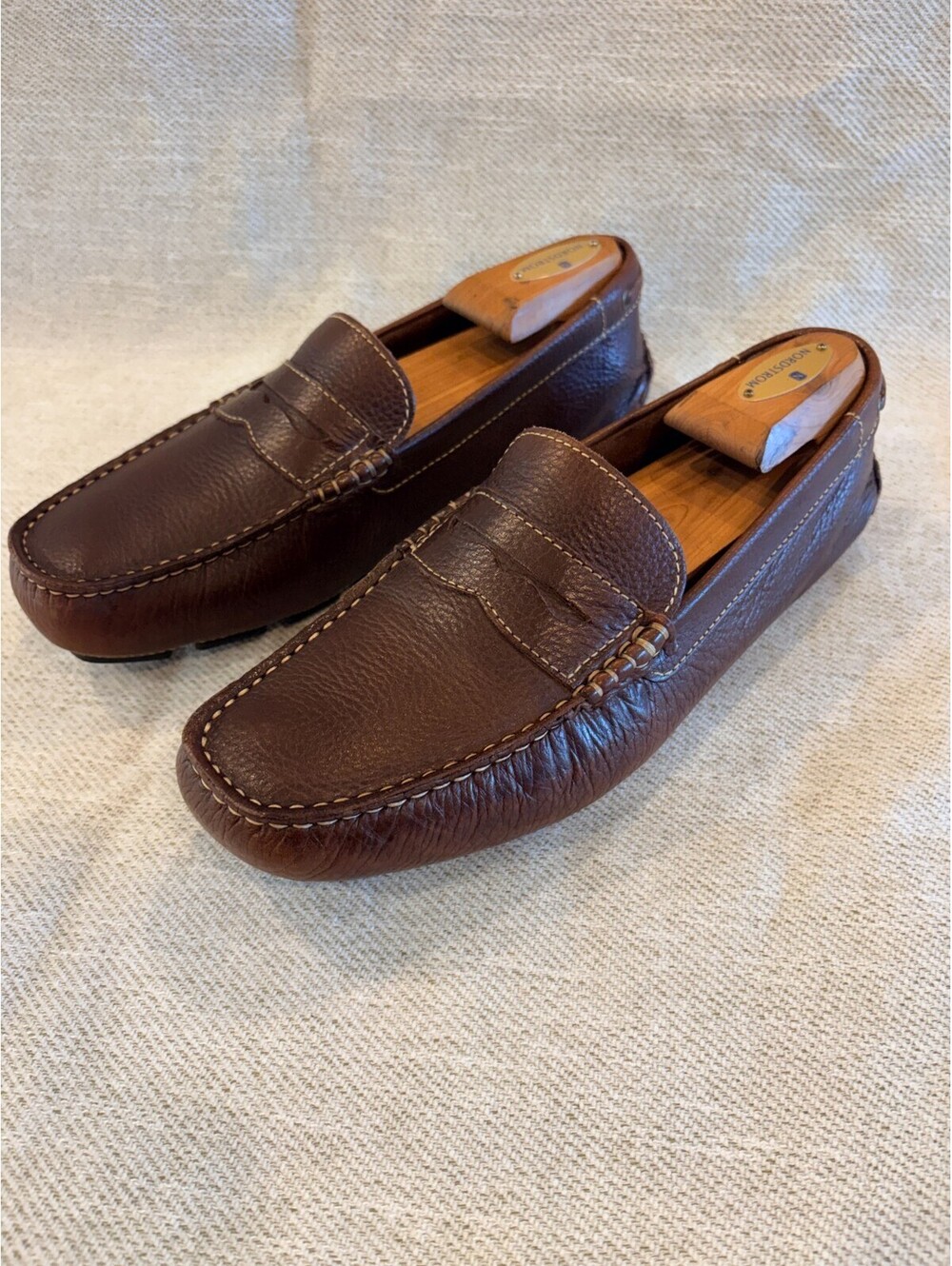 G.H. Bass & Co. Monte Brown Pebbled Leather Driving Loafers Men's 7.5M Brazil